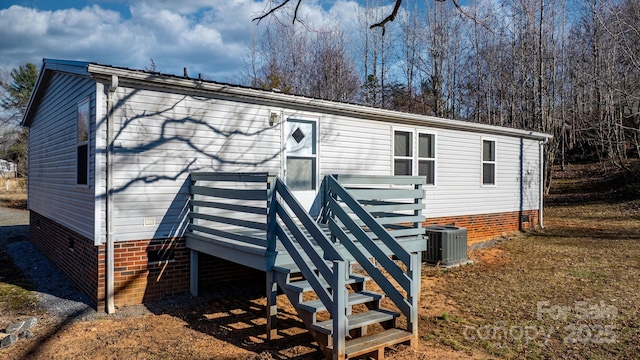 manufactured / mobile home with central AC and crawl space