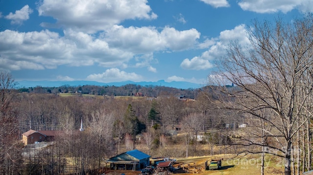 view of mountain feature featuring a wooded view