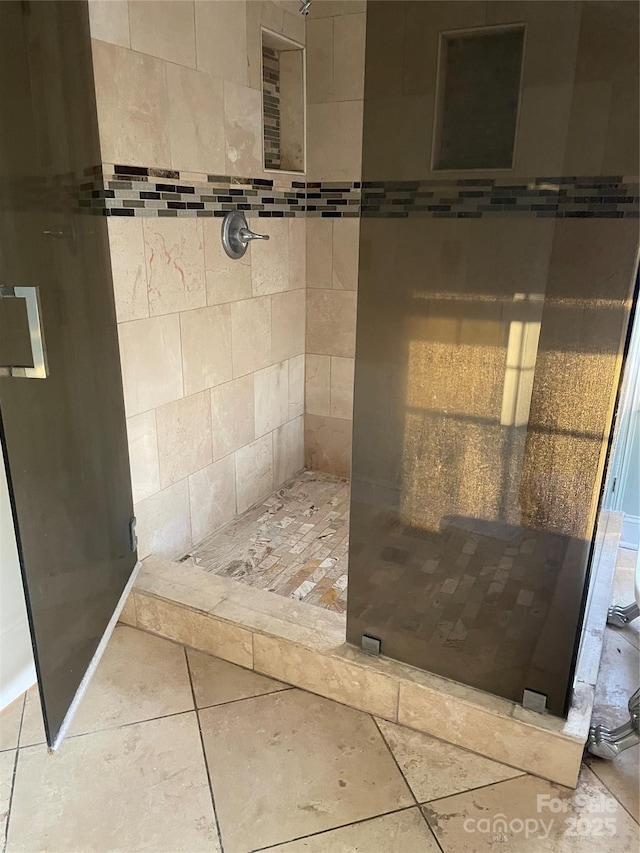 bathroom with a stall shower