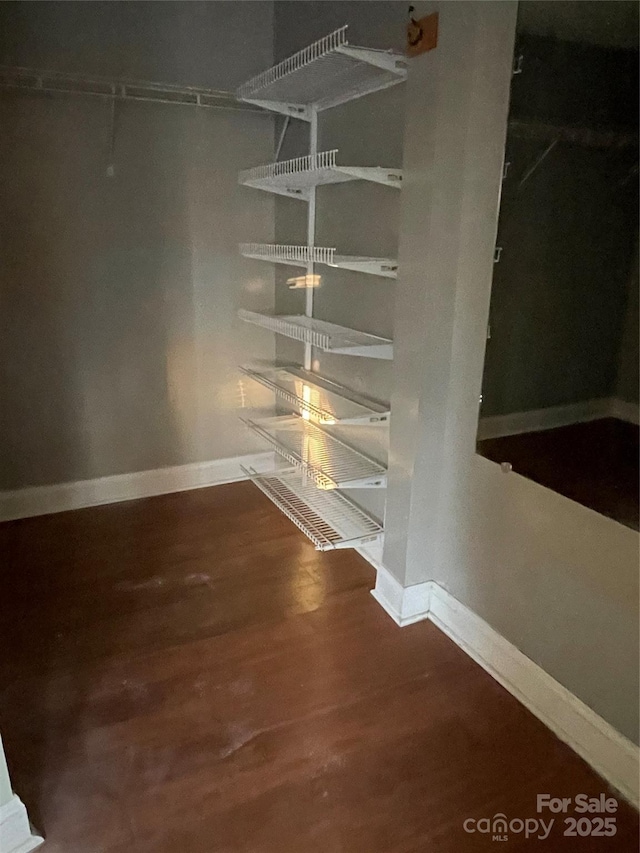 spacious closet with wood finished floors