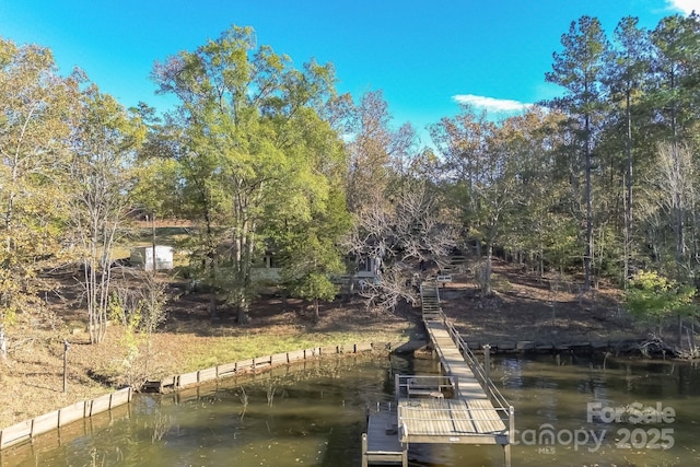 view of dock featuring a water view