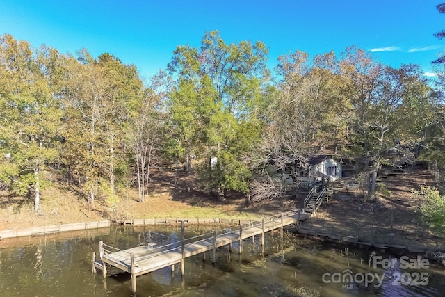 dock area featuring a water view