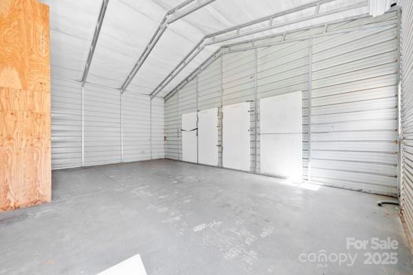 garage with metal wall