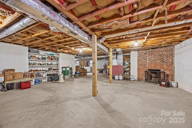 view of unfinished basement