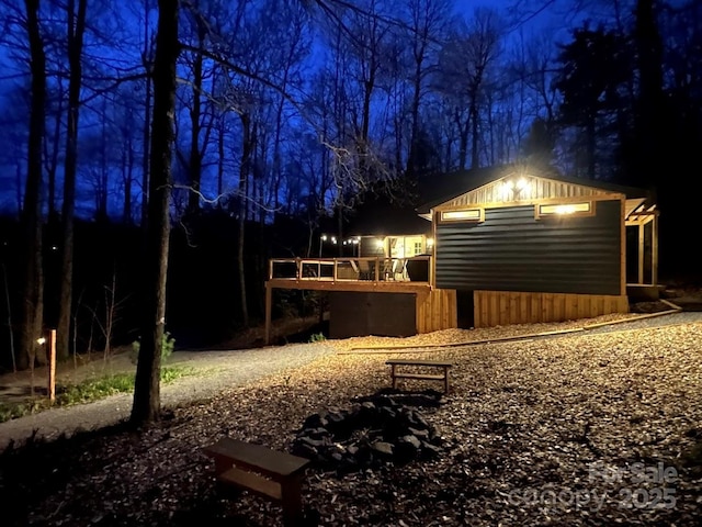 exterior space with an outbuilding