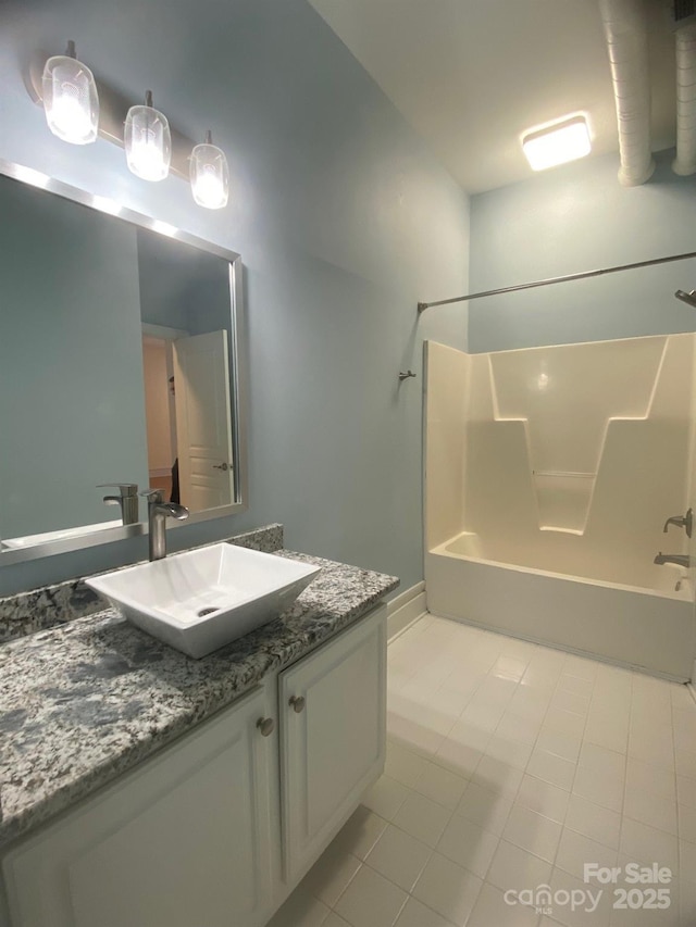 full bathroom featuring shower / washtub combination and vanity