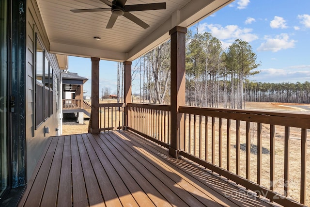 deck featuring ceiling fan