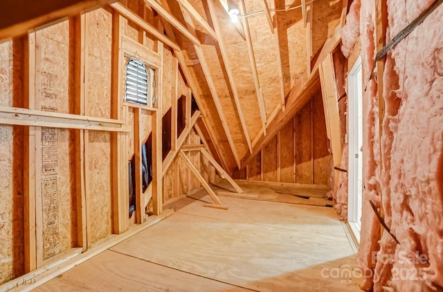 view of unfinished attic