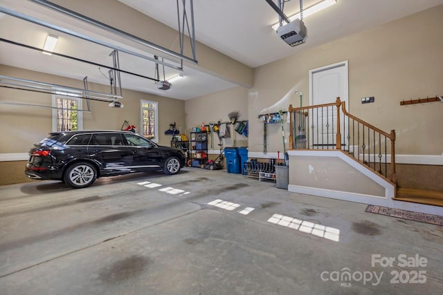 garage with a garage door opener