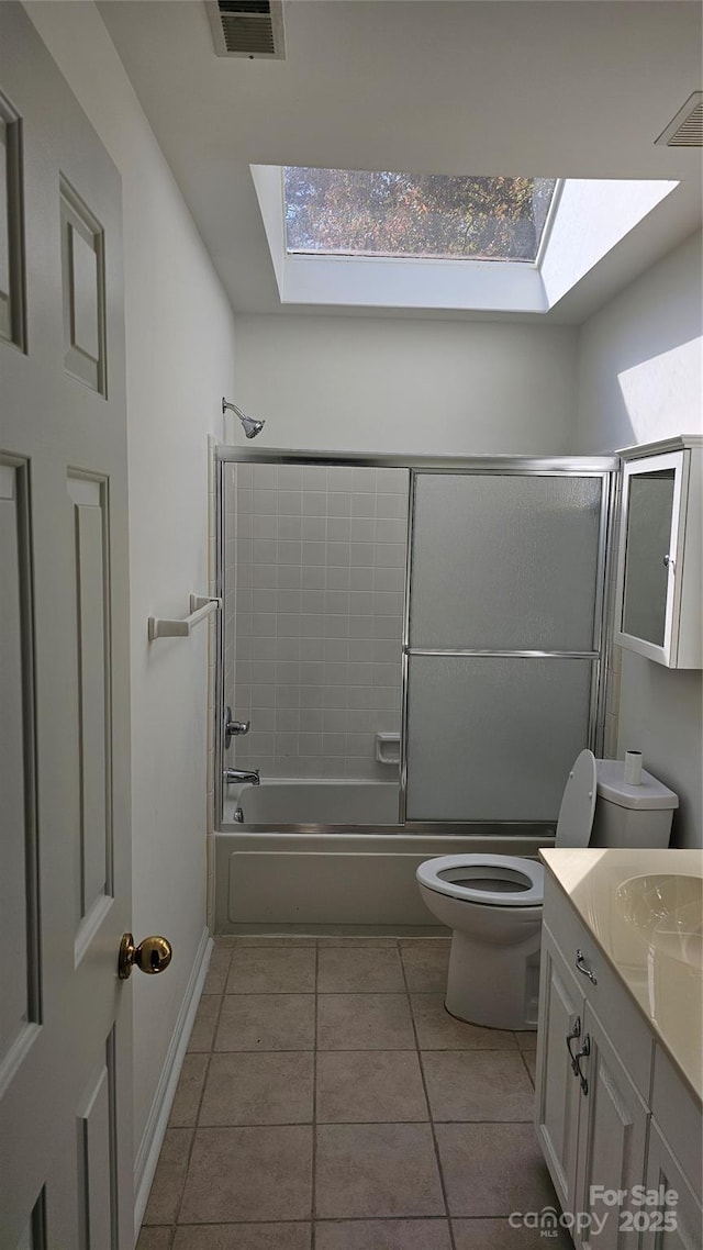 bathroom featuring tile patterned flooring, visible vents, vanity, and toilet