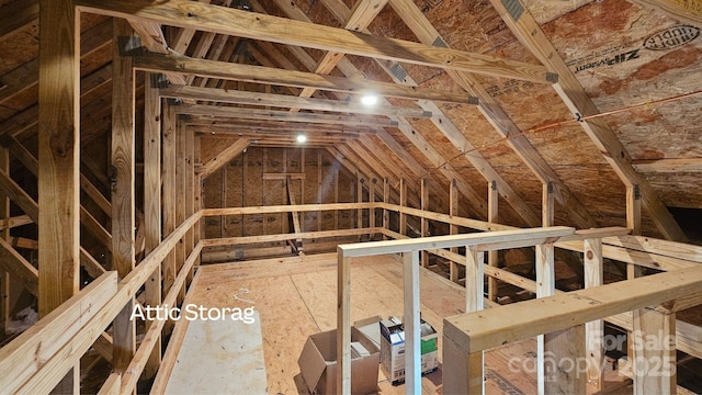 view of unfinished attic