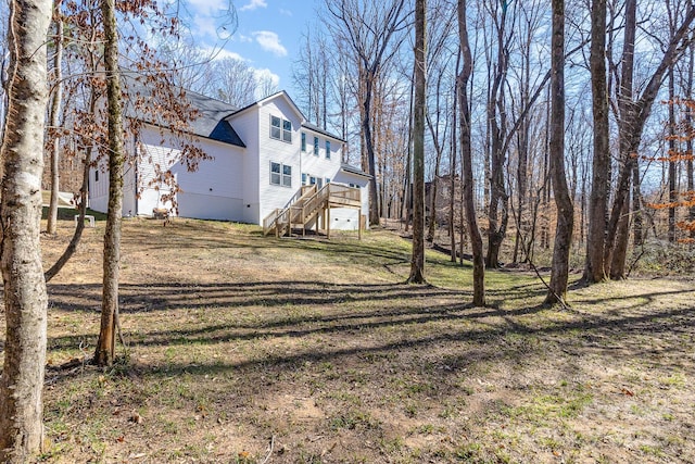 view of yard featuring stairs