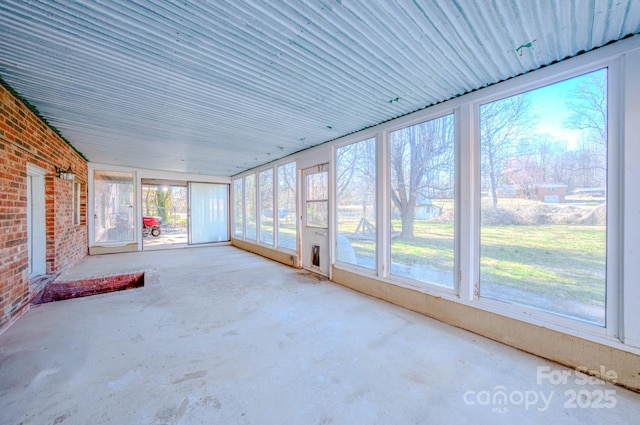 view of unfurnished sunroom