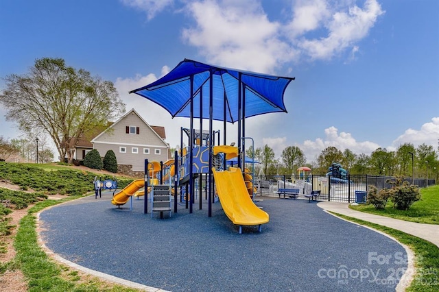 communal playground with fence