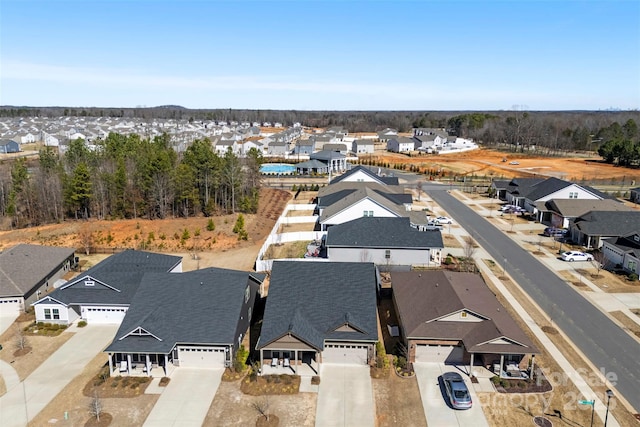 birds eye view of property with a residential view