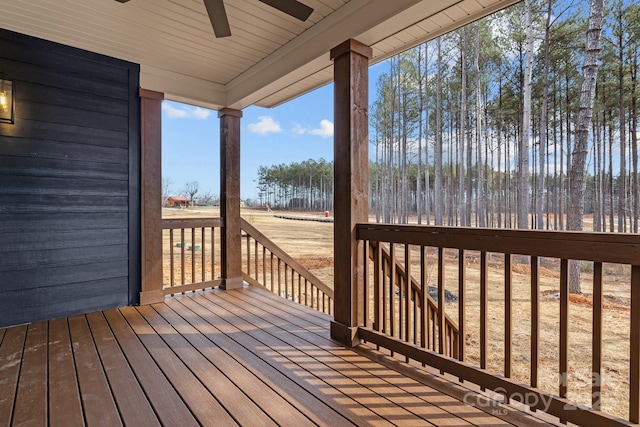 deck featuring ceiling fan