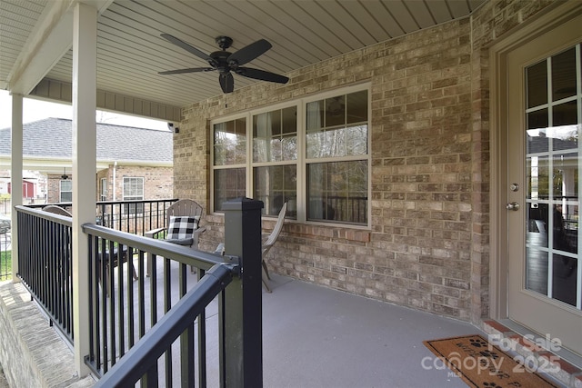 view of patio / terrace featuring ceiling fan