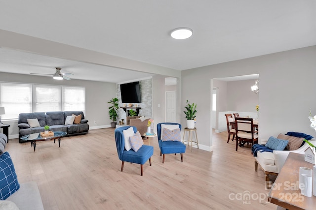 905 Blalock Dr, Kings Mountain, NC 28086 - living room featuring light wood-type flooring and a ceiling fan