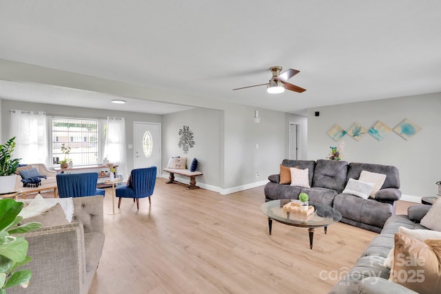 905 Blalock Dr, Kings Mountain, NC 28086 - living room featuring light wood-style flooring and ceiling fan