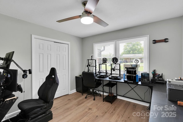 905 Blalock Dr, Kings Mountain, NC 28086 - office space featuring a ceiling fan and light wood-style flooring