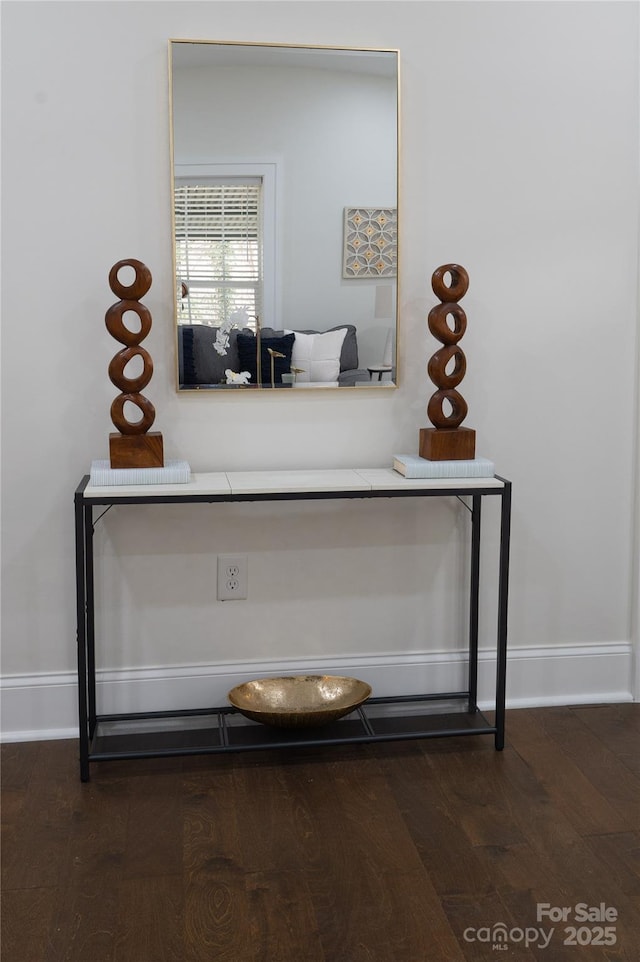 details featuring baseboards and wood finished floors