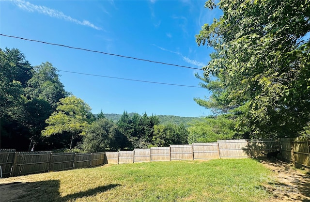 view of yard with a fenced backyard