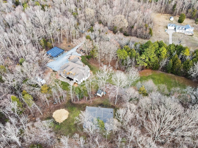 aerial view with a forest view