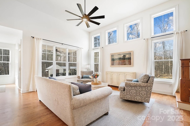 interior space featuring a ceiling fan