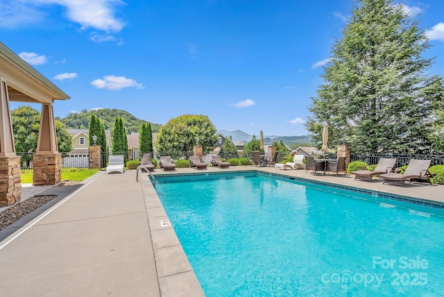 50 Rose Creek Rd, Leicester, NC 28748 - pool with fence, a mountain view, and a patio area
