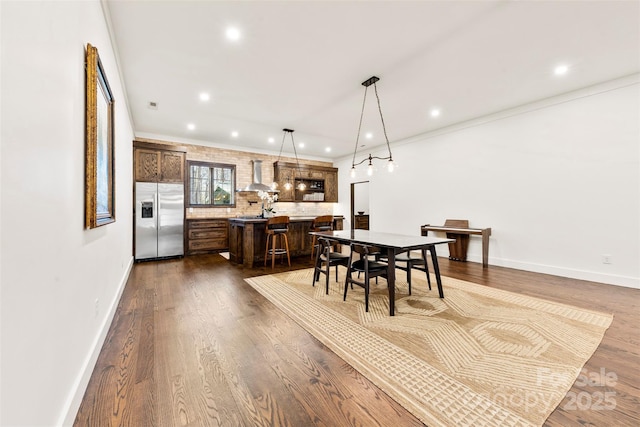 13124 Lemmond Dr, Matthews, NC 28105 - dining area with recessed lighting and dark wood finished floors
