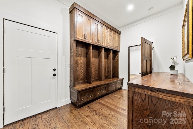 13124 Lemmond Dr, Matthews, NC 28105 - mudroom featuring wood finished floors