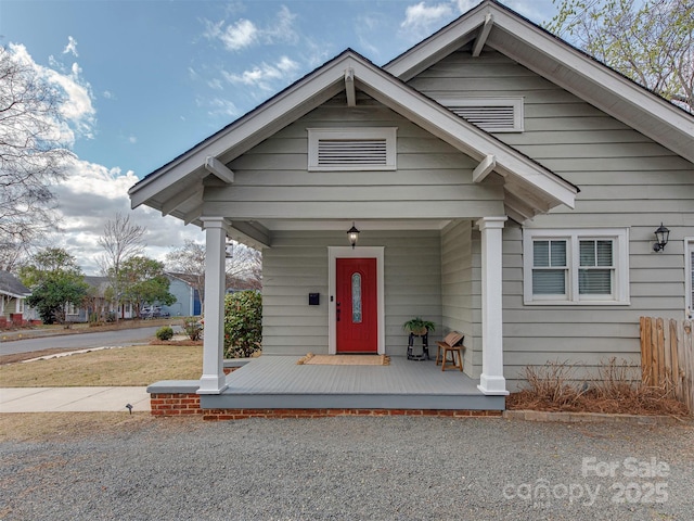 bungalow-style home featuring covered porch