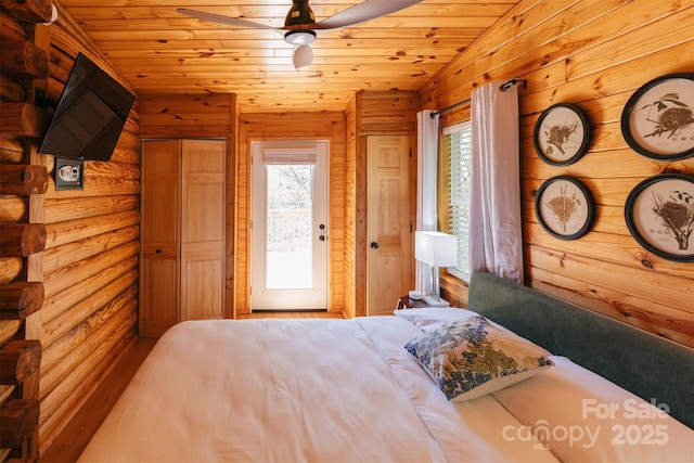 bedroom with wooden ceiling