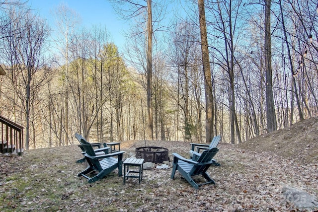 view of yard featuring a fire pit