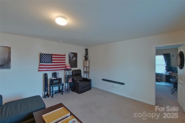 living room with carpet flooring