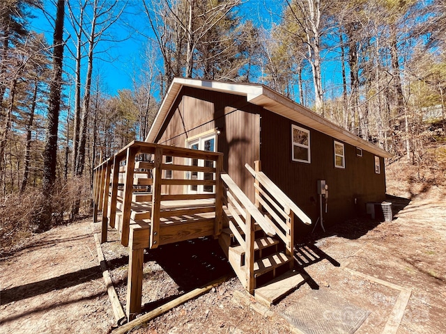 exterior space featuring central air condition unit