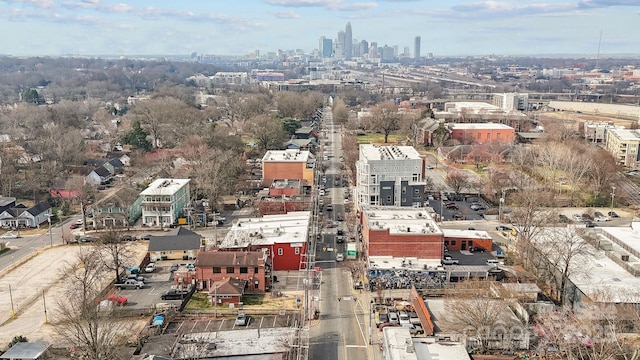 drone / aerial view with a view of city