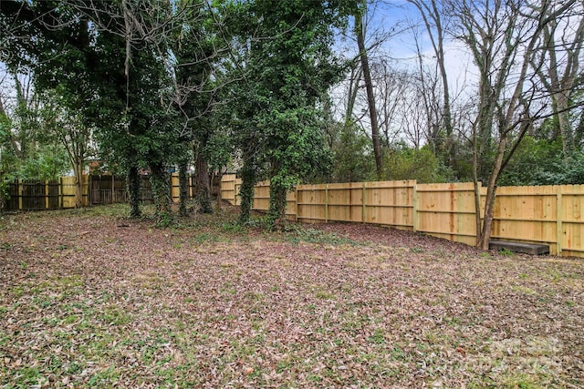 view of yard with a fenced backyard