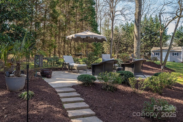 view of yard with a patio area