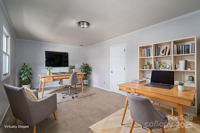 107 Doris Ct, Lincolnton, NC 28092 - carpeted office space featuring crown molding and baseboards