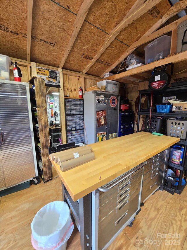 kitchen with freestanding refrigerator