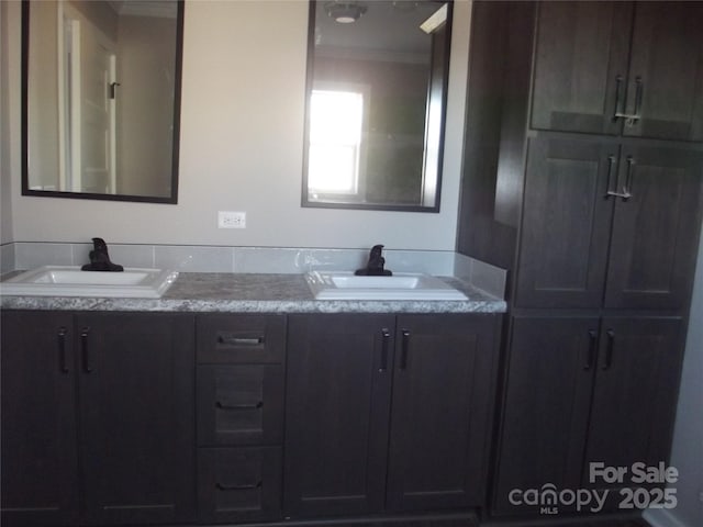 full bathroom featuring double vanity and a sink