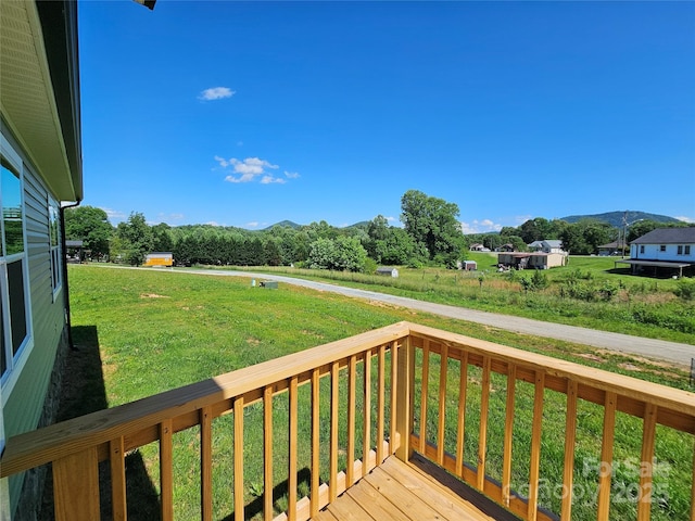 784 Severt Cir NE, Lenoir, NC 28645 - wooden terrace featuring a mountain view and a yard