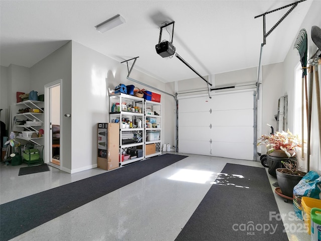 garage with a garage door opener