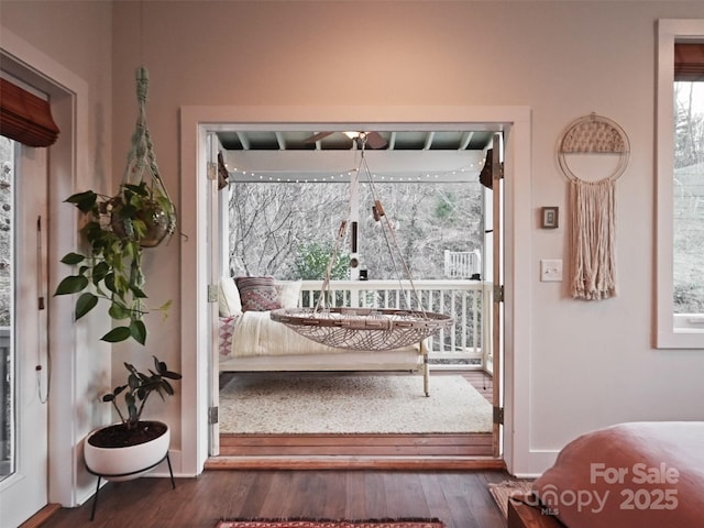 bedroom featuring dark wood-style floors