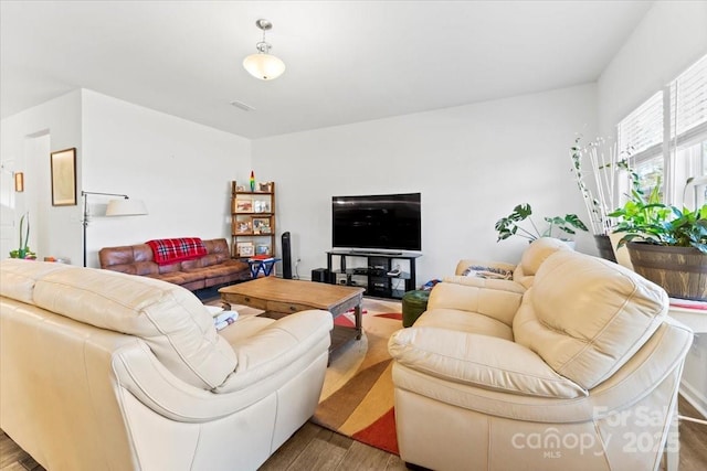 living area featuring wood finished floors