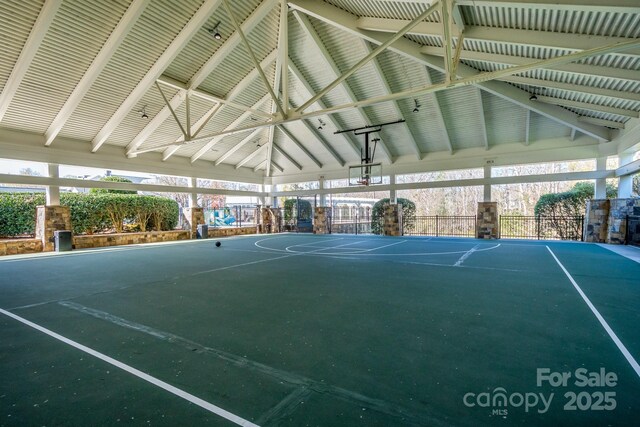 view of sport court with community basketball court, a gazebo, and fence