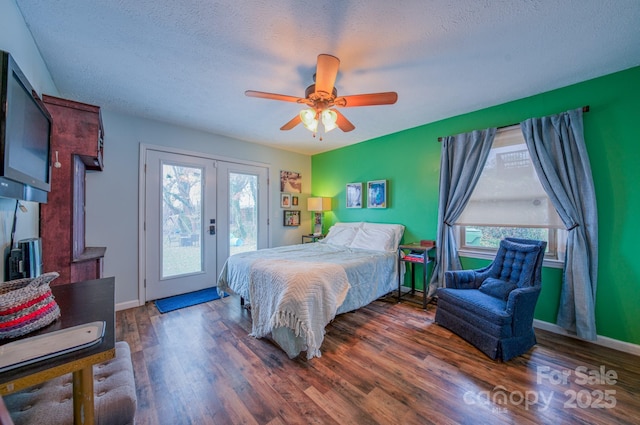 91 Congress St, Asheville, NC 28801 - bedroom featuring baseboards, french doors, wood finished floors, and access to exterior