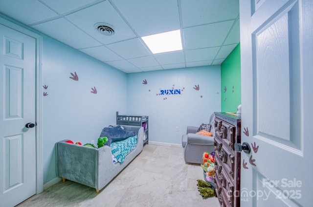 91 Congress St, Asheville, NC 28801 - bedroom featuring baseboards, visible vents, and a drop ceiling