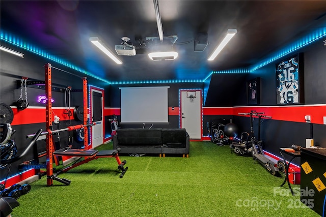 view of carpeted cinema room